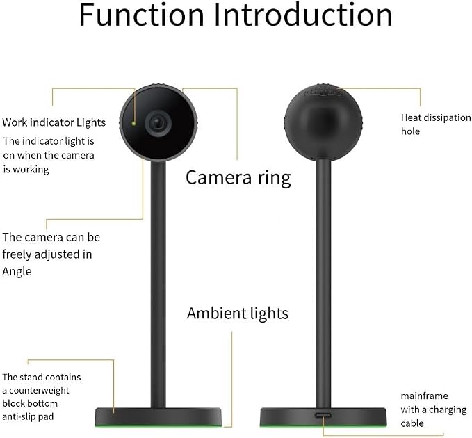 Video Game Camera Fit for Nintendo for Switch 2 Accessory, Adjustable Angle Camera for AR Games Video Conferencing Streaming, 1920X1080P Resolution 60FPS Frame Rate, USB C Webcam