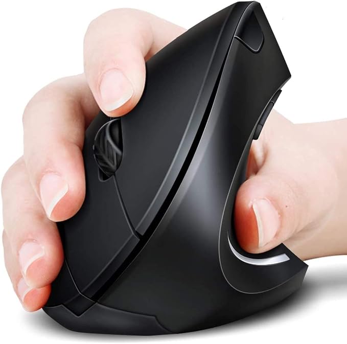 ASOYIOL Ergonomic Mouse Wireless,Rechargeable Vertical Mouse with USB Receiver,6 Buttons 800/1200/1600 Computer Mouse for Laptop PC(Right Hand,Black)