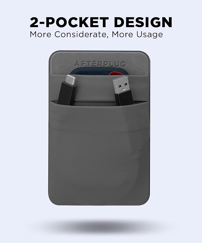 2-Pocket Adhesive Hard Drive Holder for Laptop, Stick-On Pocket Pouch for External Portable SSD, HDD, Slim Mouse and Cables (Small - Fits SSD)