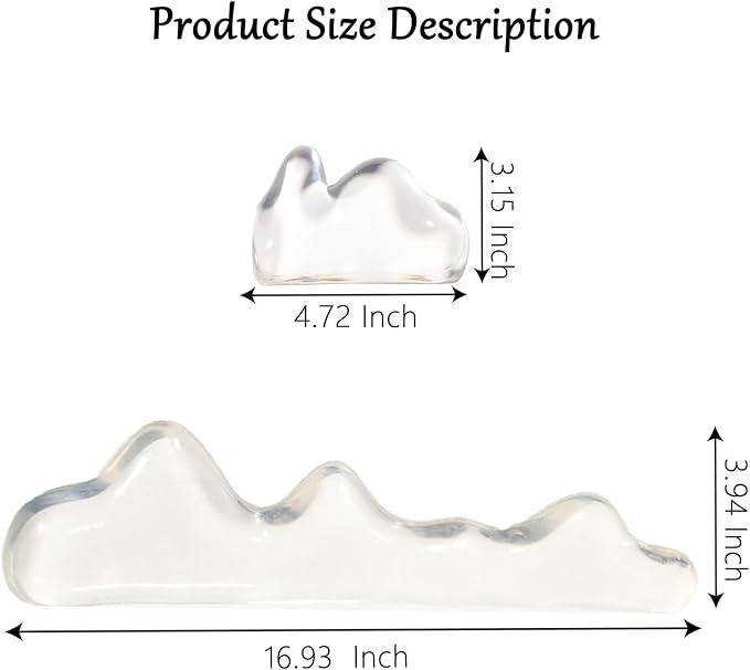 Gel Keyboard and Mouse Wrist Rest Set Abstract Clear Keyboard Wrist Rest Transparent Ergonomic Cute Minimalist Mountain Silicone Non-Slip Mouse Wrist Pad Support for Computer Gaming Home Office