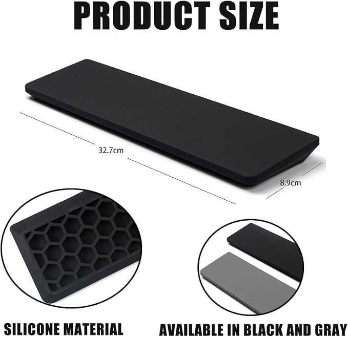Ergonomic 70% Keyboard Wrist Rest-12.8" Silicone Non-Slip Keyboard Hand Rest, Relief of Hand Pain(Black)