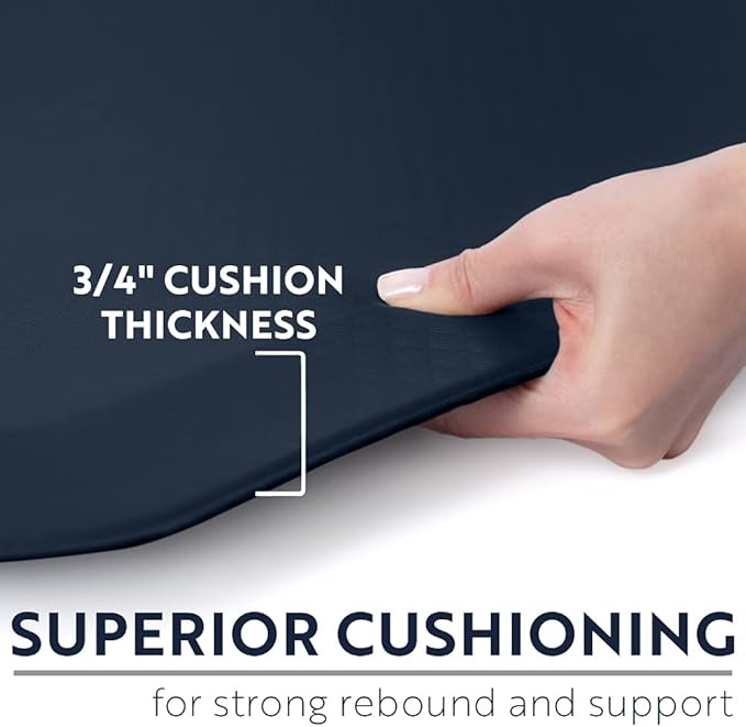 KANGAROO Anti Fatigue Mats for Kitchen Floor, 70x24, Reduce Foot, Knee, Back Pressure, 3/4 Inch Thick Cushioned Ergonomic Mat, Waterproof Comfort Rug for Under Sinks, Standing Desk, Store Floors, Navy
