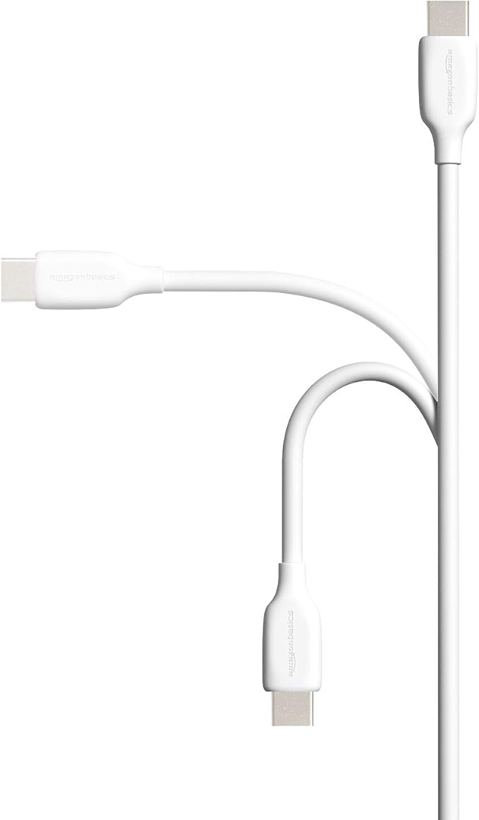Amazon Basics USB-C to USB-A 2.0 Fast Charging Cable for Android Phones, 480Mbps Speed, USB-IF Certified, for Apple iPhone 16/15, iPad, Samsung Galaxy, Tablets, Laptops, 6 Foot, White (Pack of 2)