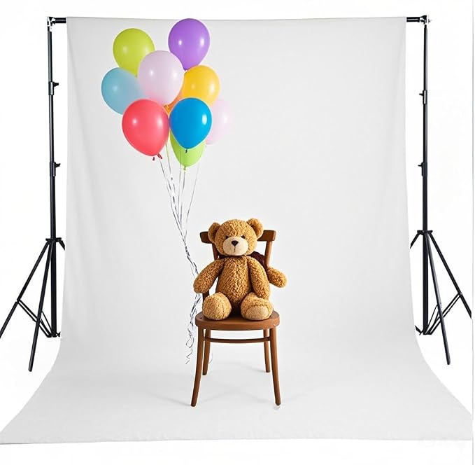 5X7ft Photo Backdrop White Backdrop for Photoshoot, Non-Reflective Soft White Backdrop for Home Studio, Baby Photography, YouTube Content & Live Streaming（only 1x Background）