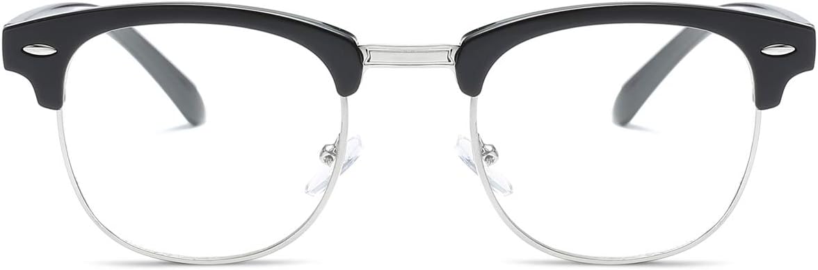 Fashion Vintage Classic Semi-Rimless Half Frame Clear Lens Glasses