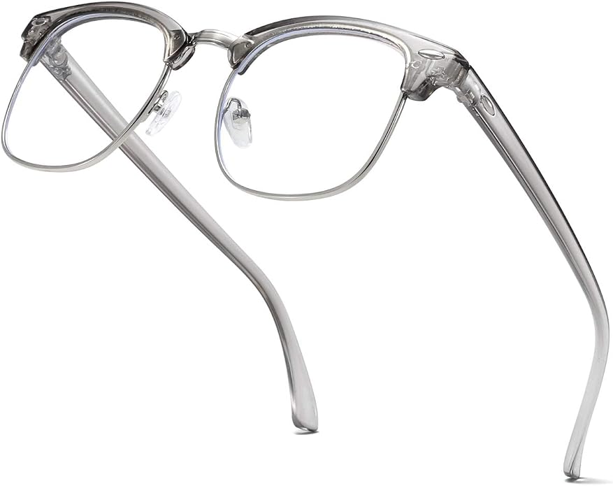 Fashion Vintage Classic Semi-Rimless Half Frame Clear Lens Glasses
