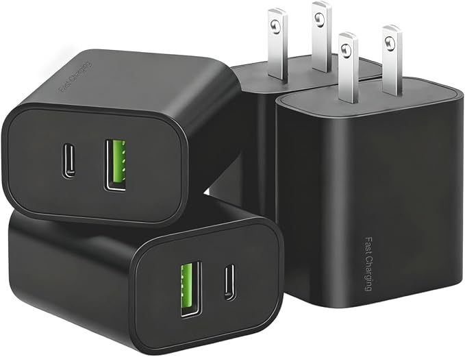 4 Pack USB C Charger Block,20W USB-C & USB-A Port Charger，for i Phone 17/16/15/14/13/12/11/X/8, i Pad and More