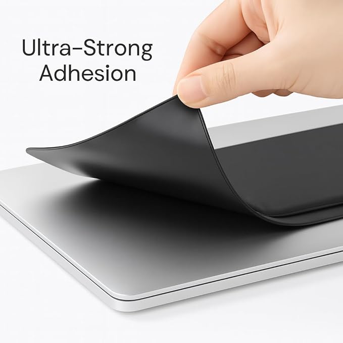 3-Pocket Adhesive Laptop Pouch Organizer - Stick-On Mouse & Hard Drive Holder for Laptop | Slim Reusable 3M Computer Pocket for SSD, Cables, Mouse, Chargers & Tech Accessories (10.7" x 5.5")