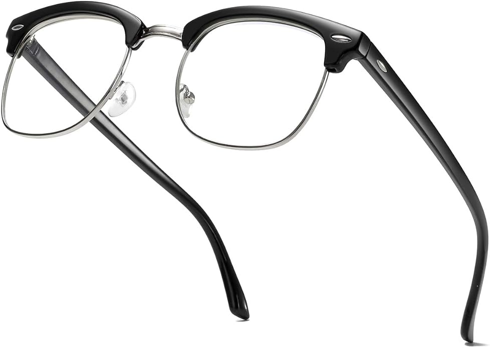 Fashion Vintage Classic Semi-Rimless Half Frame Clear Lens Glasses