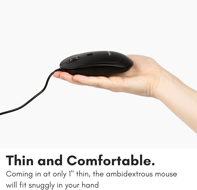Macally Wired USB C Mouse for Mac and PC - Slim, Quiet, and Reliable - 4 DPI Mode Type C for Laptop, MacBook Pro/Air, iMac - Wired Mice USBC