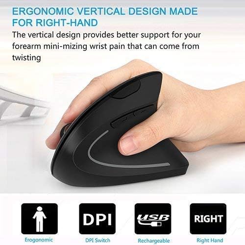 Wireless Ergonomic Mouse, Jelly Comb Rechargeable 2.4G Bluetooth Vertical Mouse Switch to 3 Devices Optical Mice with 6 Buttons 3 Adjustable DPI Levels for Laptop, PC, MacBook, Notebook