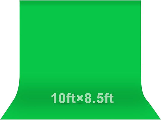 EMART Green Screen Photo Backdrop, 10x8.5 ft Photoshoot Backdrop Chroma Key Green Screen Polyester Cloth Fabric Curtain for Background Removal, Zoom Meeting, Photo Video Studio, Live Streaming