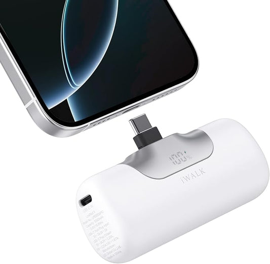 iWALK Portable Charger 5500mAh Next-Gen Small Power Bank 22.5W Fast Charging Battery USB-C Portable Phone Charger for iPhone 17/16/15 17 Plus 17 Pro Max iPad, Samsung Galaxy S25 S24 S23 Android, White