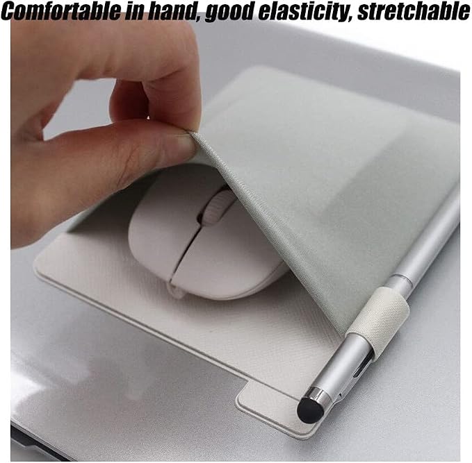 RIVEENY Pocket Pouch for Laptop with Reusable Adhesive,Pouch Holder for Computer Accessories,Self-Adhesive Mouse Headset Storage Bag for Portable External USB Cable,Apple Magic Mouse