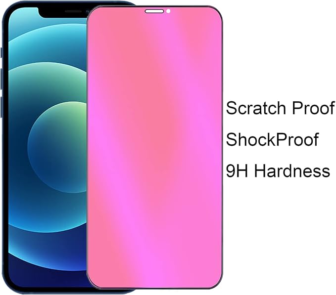 2 Pack Anti-Blue Privacy Tempered Glass Suit for iPhone 12 /iPhone 12 Pro Mirror Anti-Spy Screen Protector Anti-Peeping Film Electroplated Gradient Colorful 9H Hardness Anti-scratch 6.1 inch