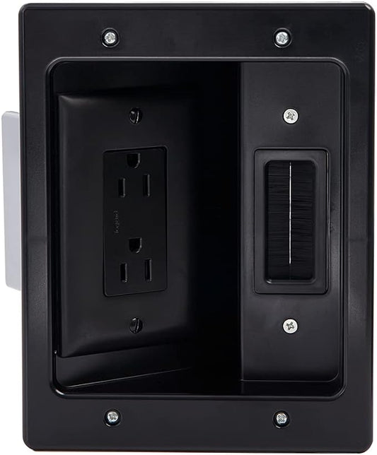 Legrand - On-Q in-Wall TV Cable Management Kit, Recessed Power & Low Voltage Bridge for TVs, UL Listed DIY Wire Hider Solution, HT2102BKV1, Black