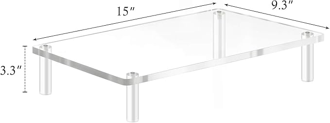 Yestbuy Acrylic Monitor Stand Riser, Clear Computer Monitor Riser, Desktop Organizer Stand for Office Accessories, Printer, Notebook, and All Flat Screen Display, Ergonomic Monitor Riser Stand