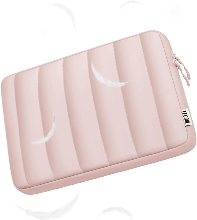 TECOOL Puffy Laptop Case 16 inch,Laptop Sleeve 16 inch for MacBook Pro 16 M5 M4 M3,16 Lenovo Thinkpad HP Acer Asus Dell Chromebook,Protective Waterproof 16 inch Sleeve Notebook with Small Case,Pink