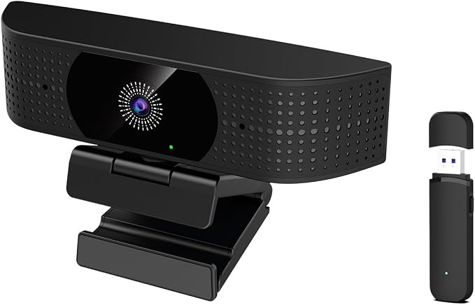 1080P Wireless Webcam for PC, Webcam with Noise-reducing Mic, 92°FOV，360° Rotation, Plug and Play, Wireless Camera Works with Skype, Zoom for Conference meetings, video calls (USB-powered Version)