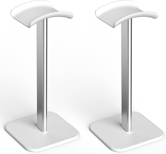 Headphone Stand for Desk - Headset Stand with Aluminum Hanger, Headphone Holder for AirPods Max, Sony, Bose, Beats and More (White_2 Pack)