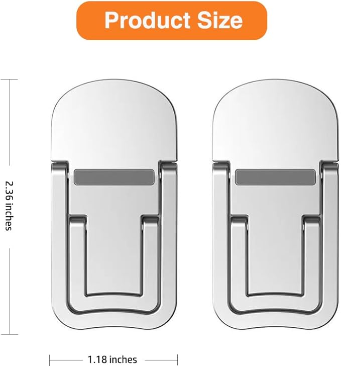 2PCS Metal Mini Foldable Laptop Stand, Portable Computer Keyboard Riser with 2 Adjustable Angles, Self-Adhesive Invisible Notebook Stand and Keyboard Lift for Desk (Silver)