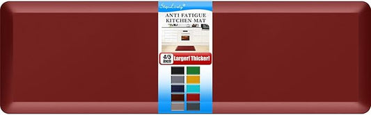 4/5 Inch Thick Kitchen Mat - Cushioned Anti Fatigue Mats for Kitchen Floor - Easy to Clean, Waterproof, Non-Slip Kitchen Rug for Sink, Office, Kitchen (22''x72'' Red)