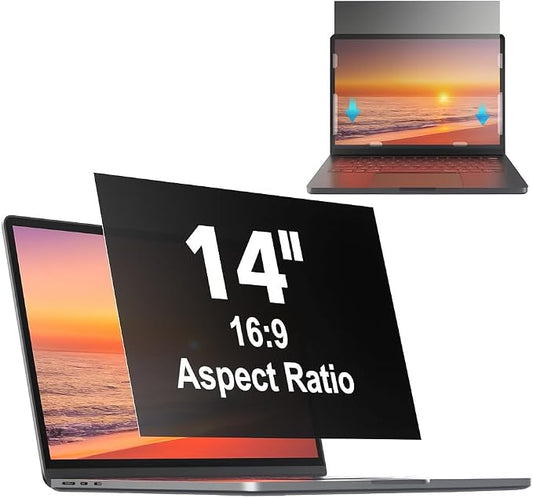 Laptop Privacy Screen 14 inch 16:9, Laptop Screen Privacy Shield Anti Glare Blue Light, Removable 14" Computer Screen Shield Protector Compatible with Dell Lenovo Hp Acer Asus Thinkpad Envy Xps