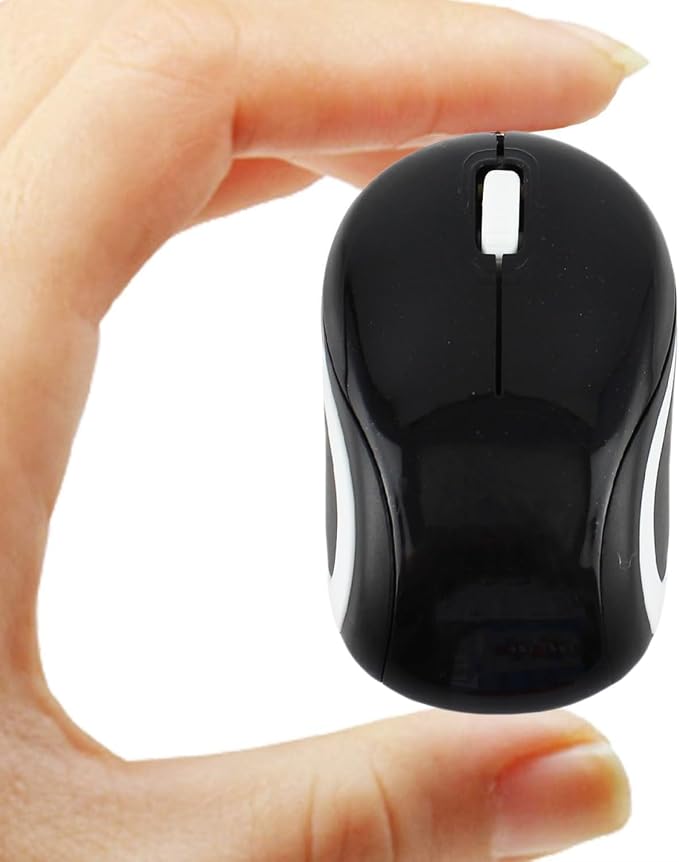 elec Space Mini Small Wireless Mouse for Kids Children 3-7 Years Old Child Size Optical Portable Mini Cordless Mice with USB Receiver for Laptop Computer (Black)