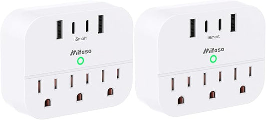 2 Pack Cruise Ship Essentials, Cruise Power Strip with Foldable Plug, Travel Essentials with USB C, Outlet Extender No Surge Protector, Multi Plug Wall Outlet, Outlet Adapter Japan Plug Adapter