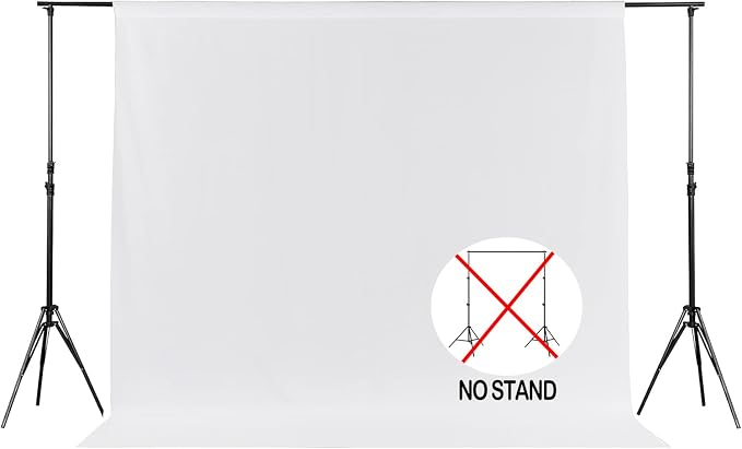 Joccun 10X10FT White Backdrop Background for Photography,Polyester Backdrop Curtain Background Screen for Photography,Photoshoot,Video Recording,Studio(10X10ft,White)