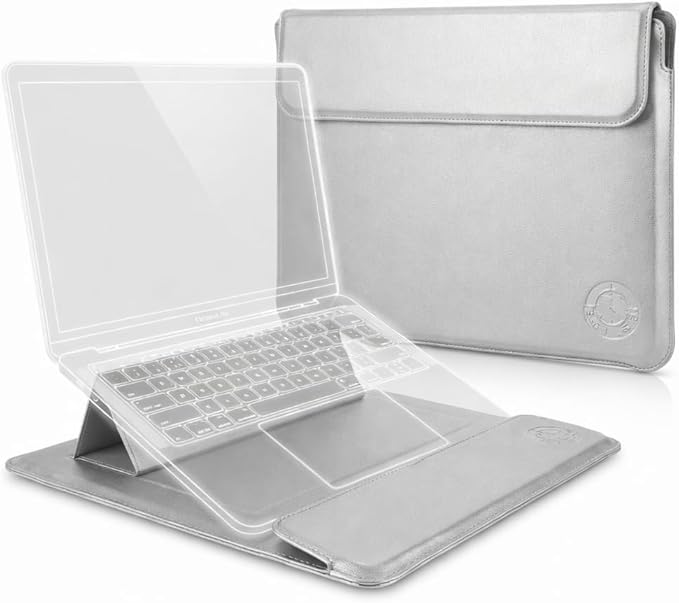 Silver 3-in-1 Laptop Sleeve 11-13.3 Inch ONLY Xiaomi Air 13.3" Huawei MateBook E X 13 Honor MagicBook MacBook Air Pro ASUS ZenBook 13 Acer Swift 3 Galaxy Xiaomi 12.5 Magnetic Stand Not for 14-16”