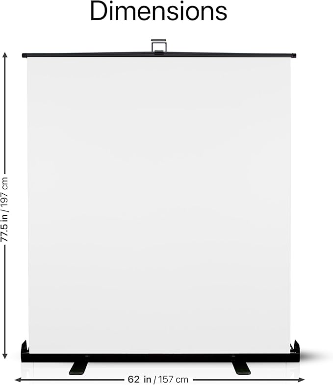 62-Inch White Screen Backdrop – Collapsible & Portable Photography Background for Streaming, Video Calls, Zoom & Studio – Wrinkle-Resistant, High-Density Fabric, Easy Setup
