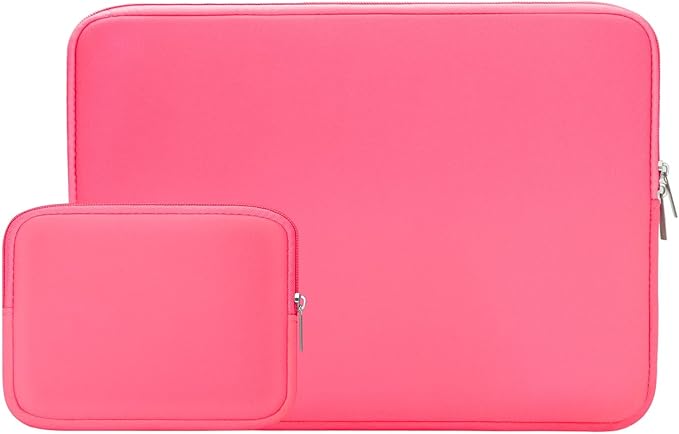 RAINYEAR 13 Inch Laptop Sleeve Case with Accessories Pouch, Compatible with 13.3" MacBook Air/Pro M1 M2 M3 M4 M5 A3449 A3240 A3113 A2681 A2338 (Bright Pink)