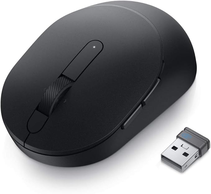 Dell MS5120W Mobile Pro Wireless Mouse – Wireless 2.4GHz, Bluetooth 5.0, Microsoft Swift Pair/Dell Pair (Windows 10 & 11 only), Optical LED Sensor - Gray