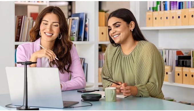Jabra Speak2 40 Portable Speakerphone - 4 Noise-Cancelling Mics, 50mm Full Range Speakers with Wideband Audio for Clear Sound, USB-A/USB-C Connections - Certified Microsoft Teams Speaker - Dark Grey