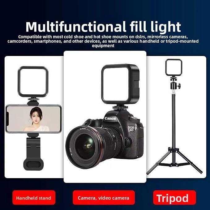 RGB LED Video Light, Portable Photography Fill Lighting with 3 Cold Shoe Mounts, 2000mAh Rechargeable Pocket Vlog Light 2500K-9000K for DSLR Camera, Gopro, Sony, Nikon, YouTube TikTok