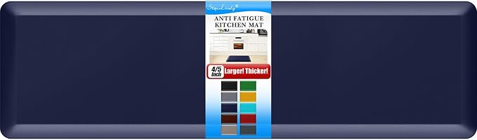 4/5 Inch Thick Kitchen Mat - Cushioned Anti Fatigue Mats for Kitchen Floor - Easy to Clean, Waterproof, Non-Slip Kitchen Rug for Sink, Office, Kitchen (17''x60'' Blue)