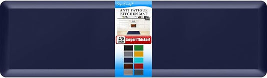 4/5 Inch Thick Kitchen Mat - Cushioned Anti Fatigue Mats for Kitchen Floor - Easy to Clean, Waterproof, Non-Slip Kitchen Rug for Sink, Office, Kitchen (17''x60'' Blue)