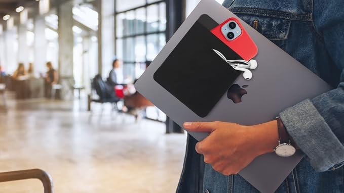 2-Pocket Adhesive Hard Drive Holder for Laptop, Stick-On Pocket Pouch for External Portable SSD, HDD, Slim Mouse and Cables (Large - Fits SSD & 2.5" Drives)