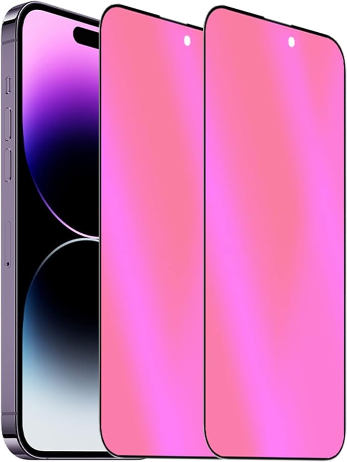 2 Pack Anti-Blue Privacy Tempered Glass Suit for iPhone 14 Pro Max Mirror Anti-Spy Screen Protector Anti-Peeping Film Electroplated Gradient 9H Hardness Anti-scratch Colorful 6.7 inch