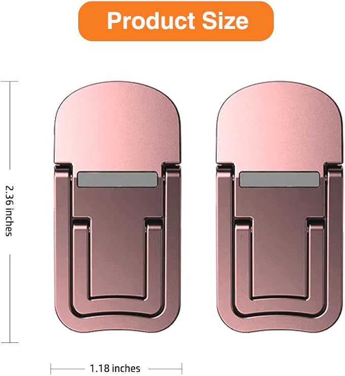 2PCS Metal Mini Foldable Laptop Stand, Portable Computer Keyboard Riser with 2 Adjustable Angles, Self-Adhesive Invisible Notebook Stand and Keyboard Lift for Desk (Pink)