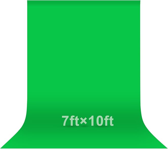 EMART Green Screen Photo Backdrop, 7x10 ft Photoshoot Backdrop Chroma Key Green Screen Polyester Cloth Fabric Curtain for Background Removal, Zoom Meeting, Photo Video Studio, Live Streaming