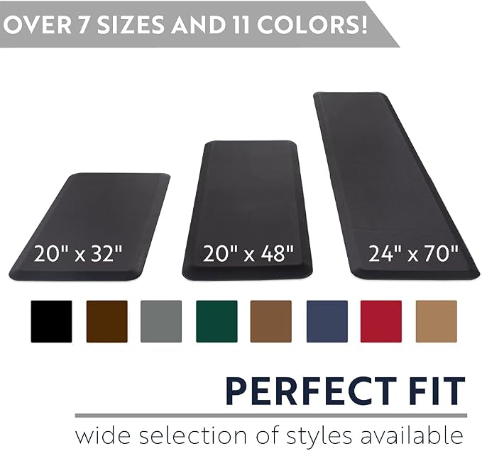 KANGAROO Anti Fatigue Mats for Kitchen Floor, 48x20, Reduce Foot, Knee, Back Pressure, 3/4 Inch Thick Cushioned Ergonomic Mat, Waterproof Comfort Rug for Under Sinks, Standing Desk, Store Floors, Red