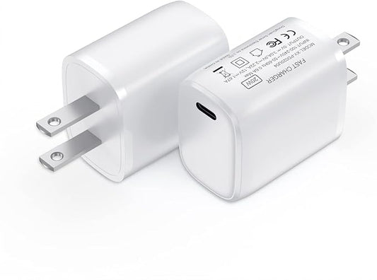[2 Pack] USB-C Wall Charger, 20W USB-C Power Adapter Replacement for Phone 17/16/15/14/13/15 Pro/Pro Max/Plus/XS/XR/X,Galaxy, Pixel,i Pad and More