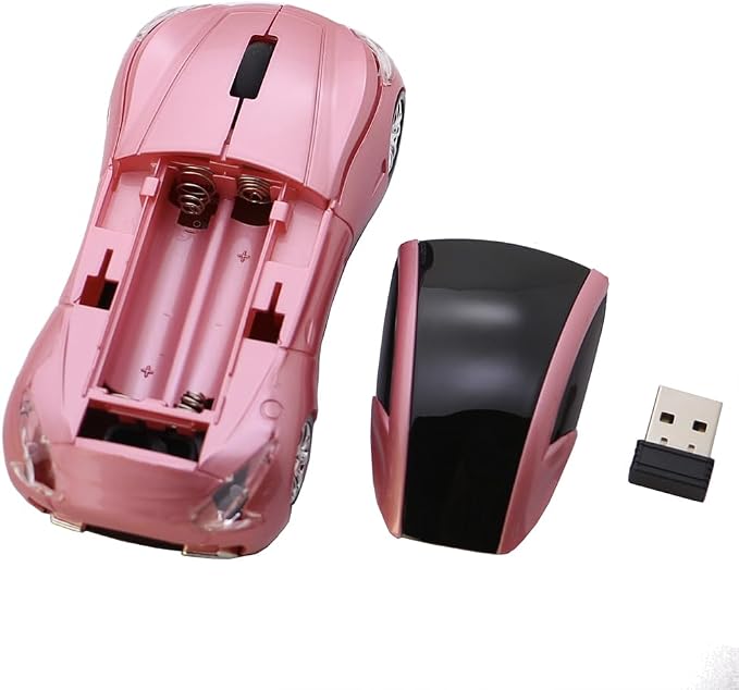 MGbeauty Sports Car Mouse Wireless Mouse Computer Mice Laptop Optical Gaming Mouse Red (Pink)