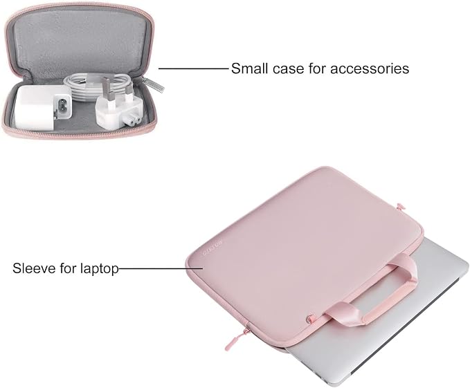 MOSISO Laptop Case 15 inch, Laptop Sleeve Bag Compatible with MacBook Air 15 inch M5 M4 M3 M2 2026-2023, Dell XPS, Neoprene Carrying Computer Bag with Handle&Detachable Small Case, Pink
