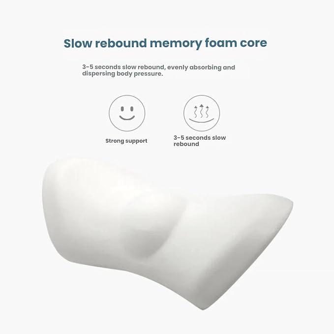 Memory Foam Lumbar Support Pillow with Detachable Adjustable Straps, Lower Back Cushion for Pain Relief, Breathable Washable Cover, for Office Chair Car Seat Recliner Bed