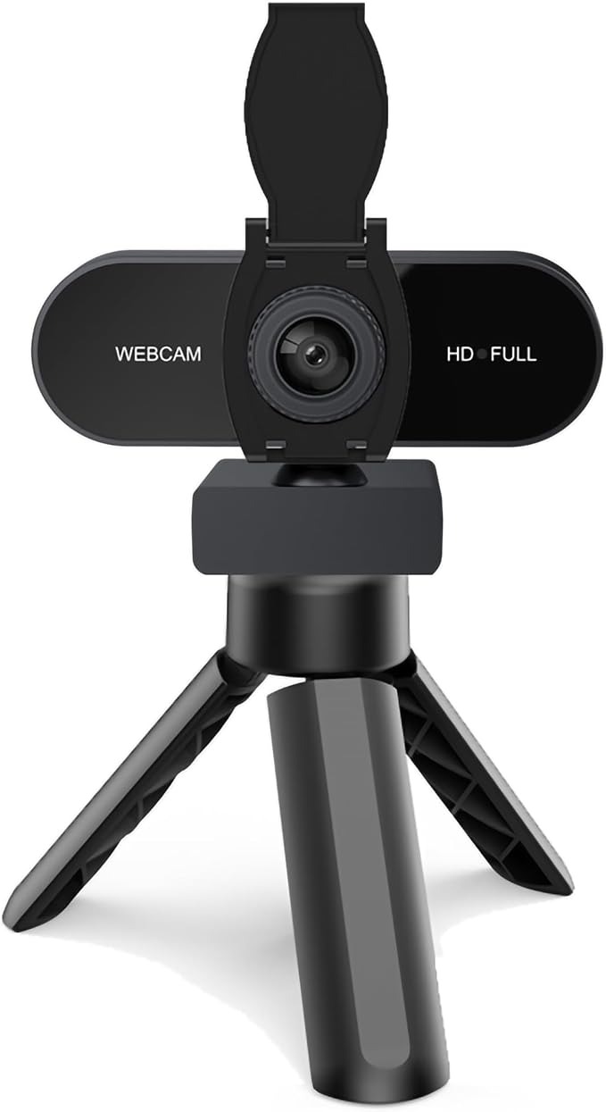 4K HD Webcam with Microphone, Noise Cancellation, Privacy Cover, Wide-Angle Lens, Auto Light Correction, Plug & Play USB Webcam for Laptop, Desktop, PC, Mac, Zoom, Skype, Streaming