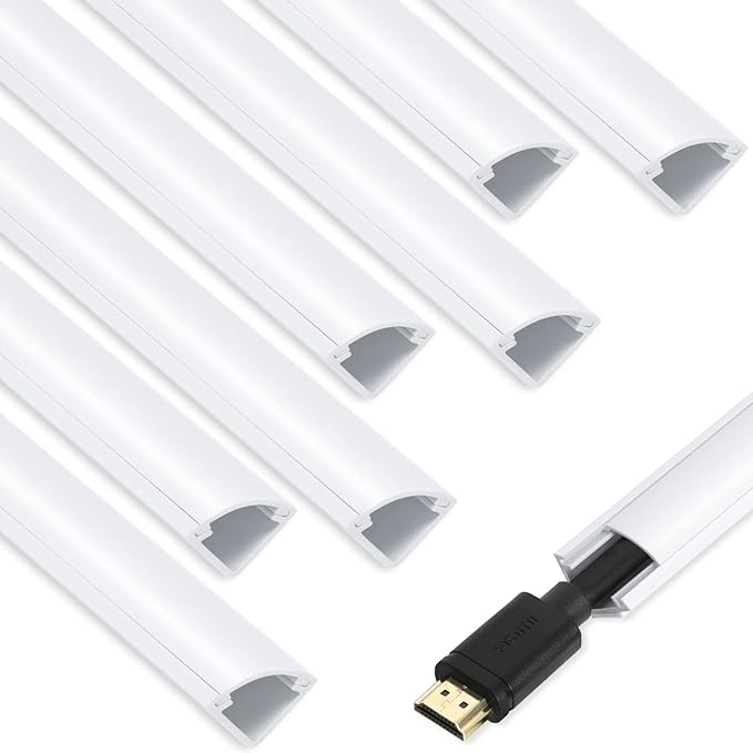 ZhiYo Mini Corner Cord Hider for One Cord, Corner Cable Concealer, Wire Covers for Cords, Paintable Cord Cover, Cable Management Channel, Raceway for Wall, Floor Baseboard, Ceiling White