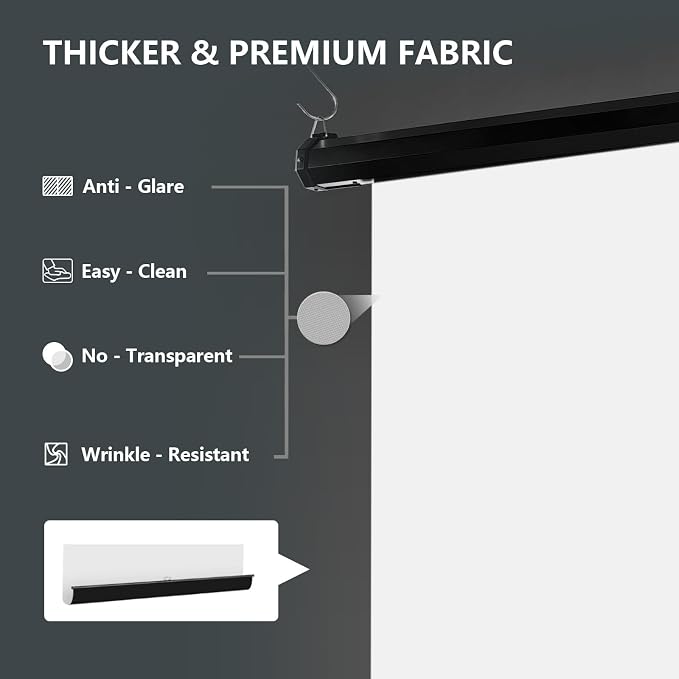 RAUBAY Motorized Pull Down White Screen Backdrop - 59.8" x 86.6" Collapsible Wall-Mount Background for Professional Video Production, Photography Studio, Video Conferencing and YouTube, TikTok Creator